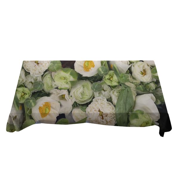 I Love it Here - Green and white flowers Table Cloth 280 cm