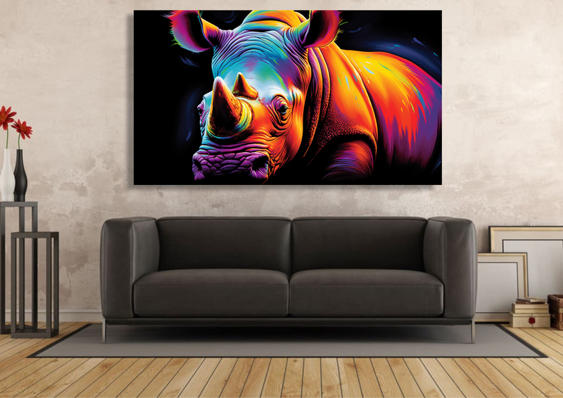 Canvas Wall Art -Rhino Vigilance Abstract - IM1305