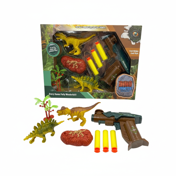 Electronic Dino Target Shooting Game with 2 Toy Guns and Foam Balls