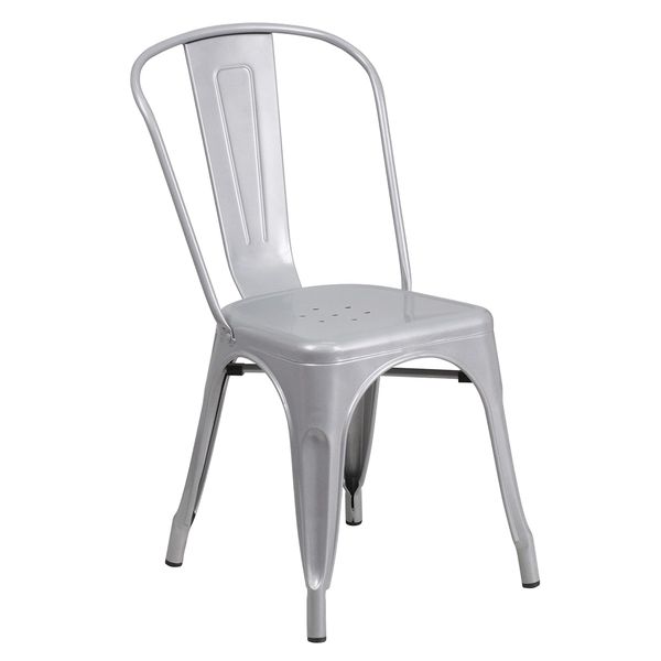 Decor Metal Indoor &amp; Outdoor Grey Stackable Dining Chair - 84cm