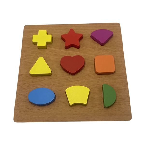 10 Piece Colorful Wooden Shapes Puzzle