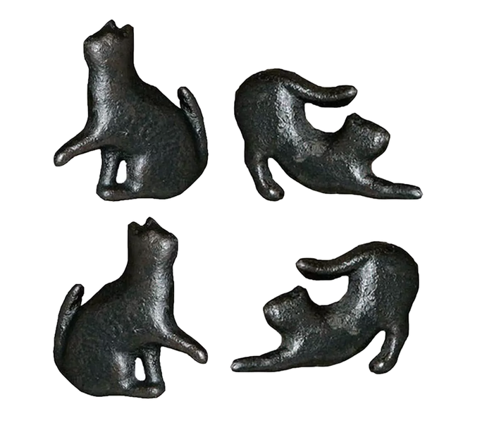Tools Decor Cast Iron Cat Shaped Cabinet Door Knobs Set of 4 - 6cm