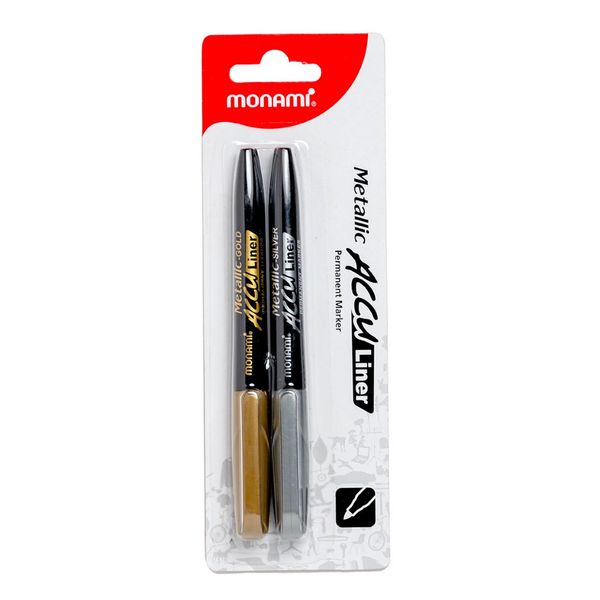 MONAMI Permanent Marker - Acculiner Fine Metallic Gold &amp; Silver