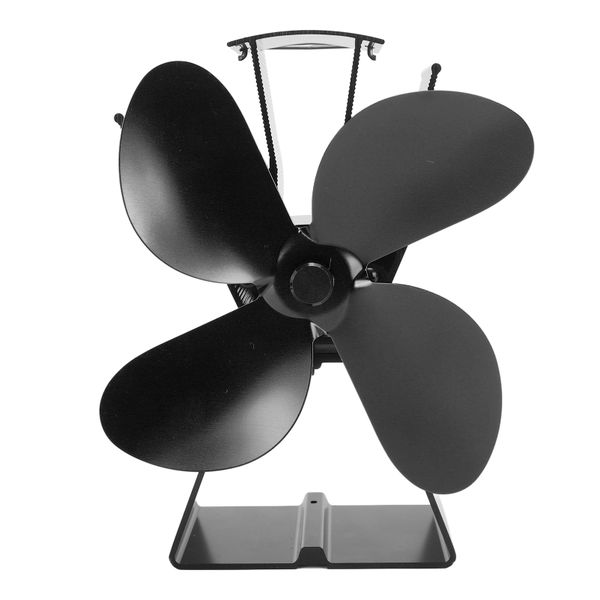 Trapezoid Fan Thermoelectric Log Burning Four Blade Black