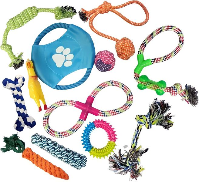 12 Piece Dog Rope Toys Puppy Chew Teething Toys for Small to Medium Dogs