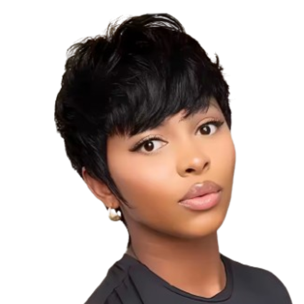 Remy Brazilian Hair Black Pixie Wig.