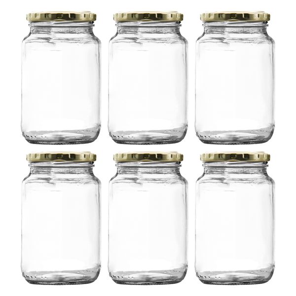 Consol Round Jar with Gold Lid 6 Pack, 375ml