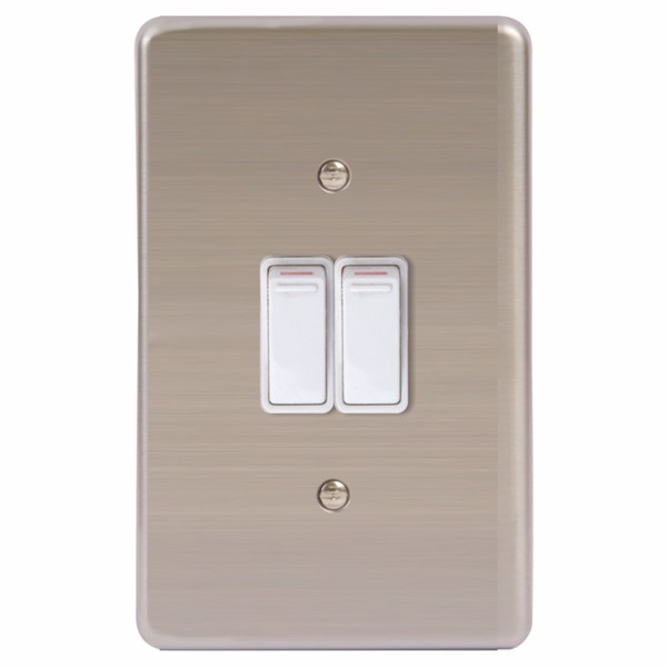 LESCO, 2 Lever 1 Way 4x2 Light Switch Stainless Steel White
