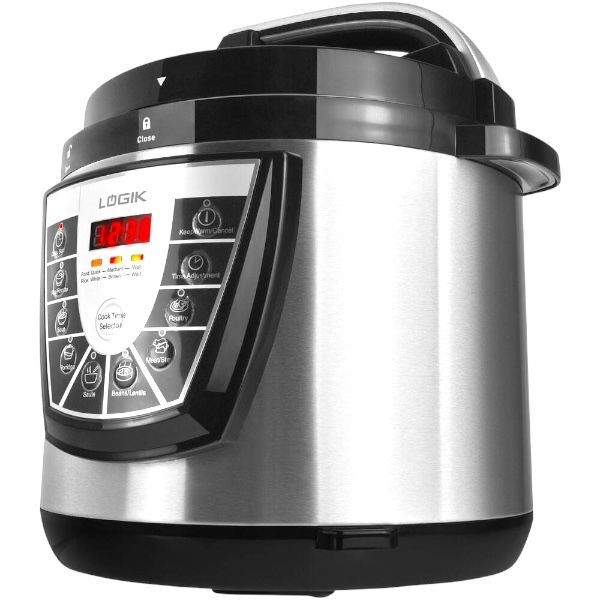 Logik 6L Electric LED Display Pressure Cooker Stainless Steel 1000W