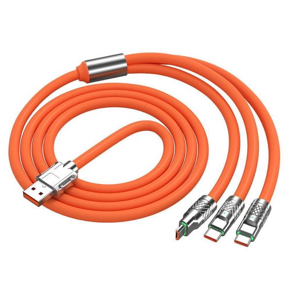 3 In 1 Cable (ORANGE) USB-A to USB-C, Micro USB and Lightning