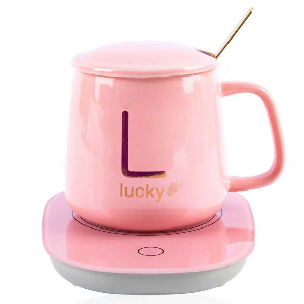 FI- Coffee Cup Warmer Cup and Saucer USB Powered Pink Color