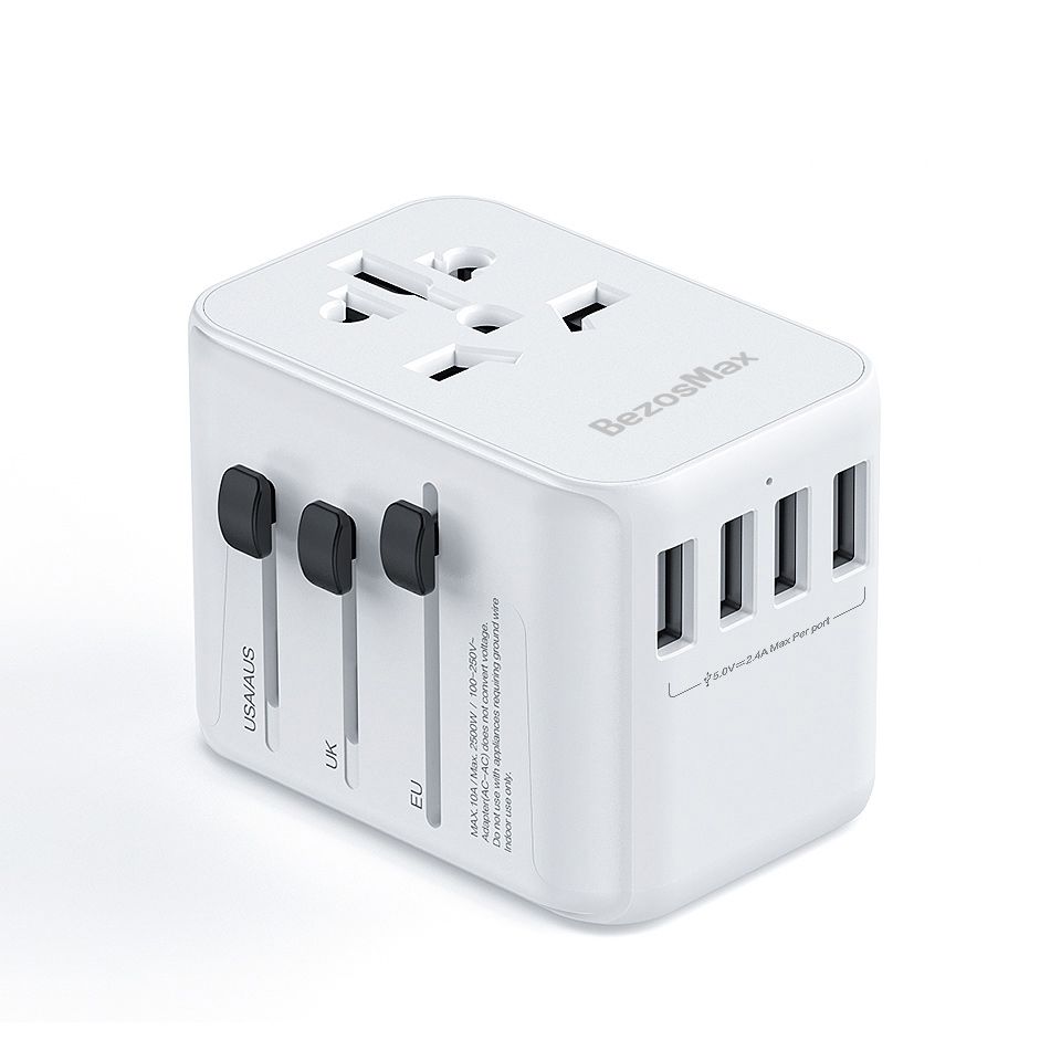 BezosMax Universal Travel Adapter Charger AC Plug USA/EU/UK/AU/USB