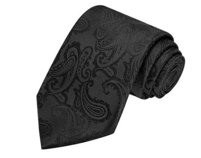 Black Neck Tie Paisley Patterned