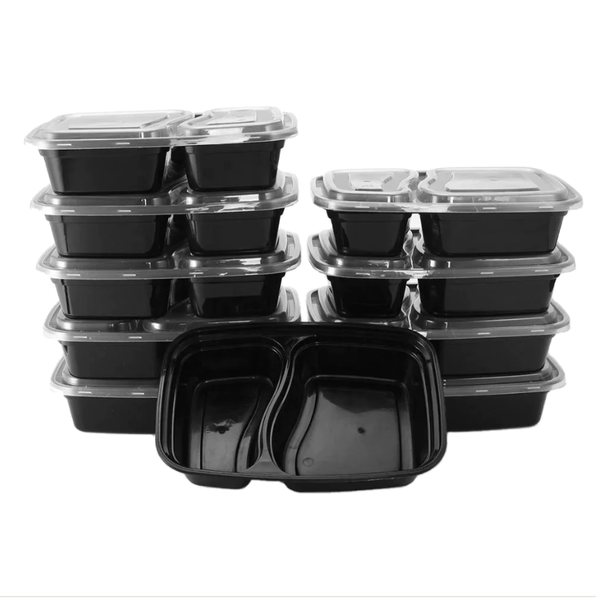 Premium 2-Compartment Meal Prep Container - Set of 10 - BPA Free, Quality