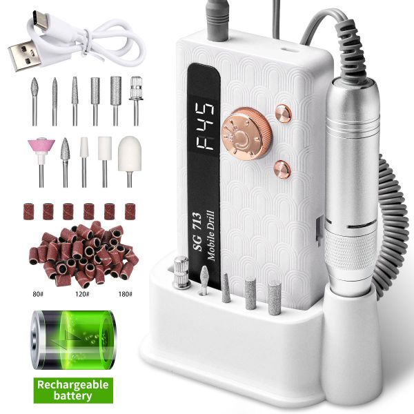 Professional Nail Drill Kit 45000RPM, Portable Electric Nail File