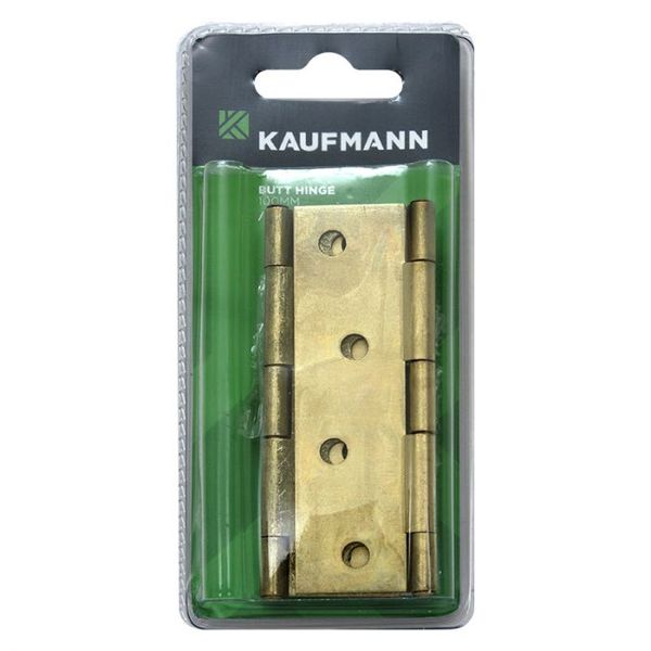 Kaufmann - Butt Hinge 100mm Brass Plated (Pair) - 2 Pack