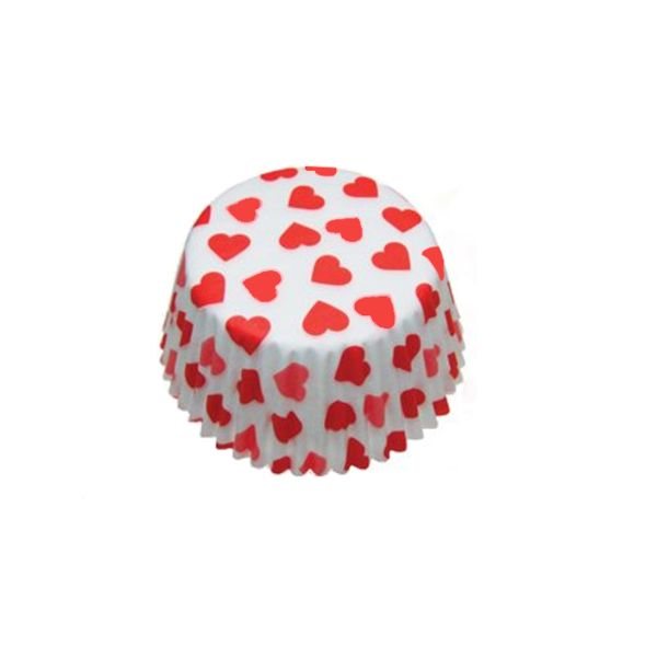 3 x 72 Eddington Medium Baking Cake Cupcake Muffin Cases White Red Hearts