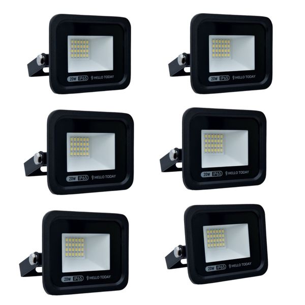 6 Pack 20W LED Flood Light Outdoor IP65 Waterproof