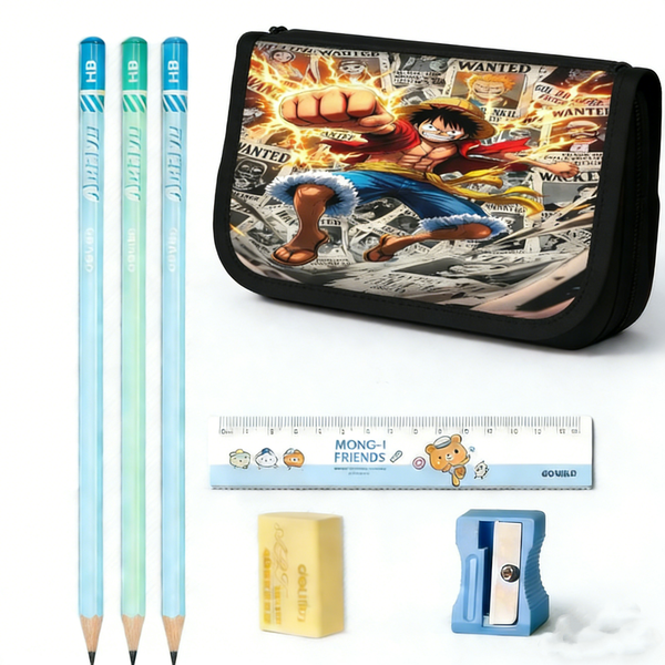 Anime Action Pencil Case for Students Durable Zipper School Pouch