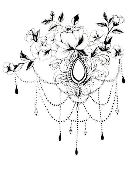 Jewelled Rose Dreamcatcher Semi-Permanent Tattoo - Black