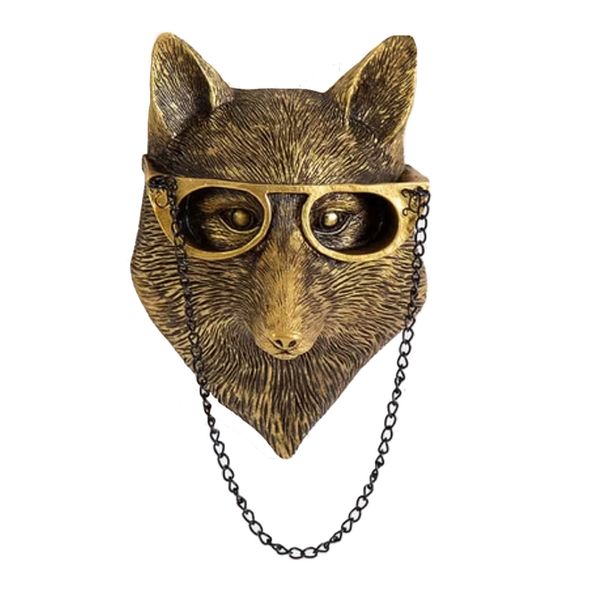 Decor 3D Wild Fox Head Wall Mount Hanging Art Sculpture - 16cm
