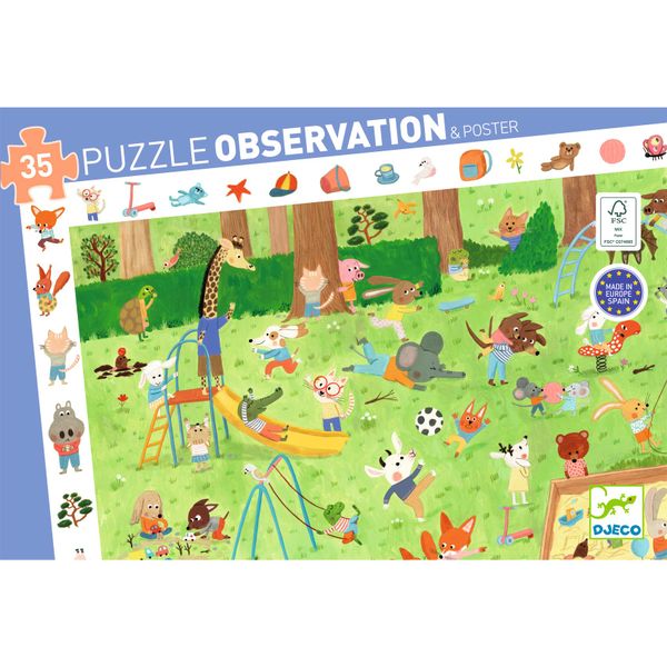 Djeco Observation Puzzle - Little friends' garden - 35 Piece