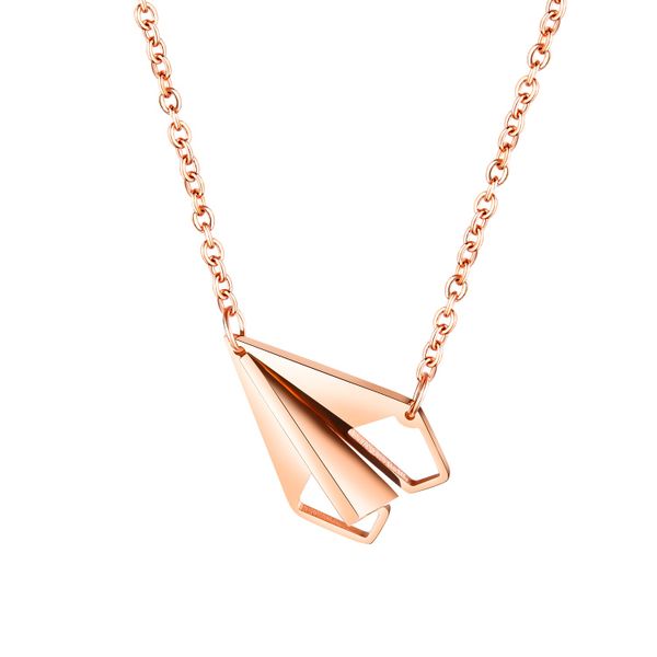 Ladies Rose Gold Paper Plane Necklace