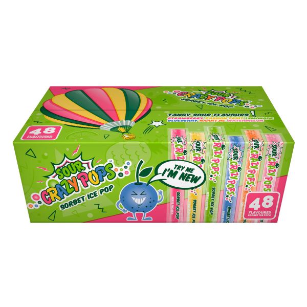 Sour Crazy Pops - Ice Pop Box of 48