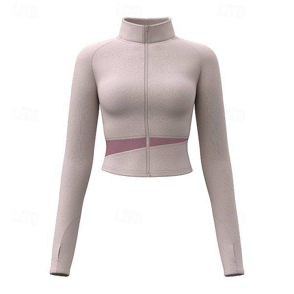 Women's High-Collar Matching Yoga Jacket - Milky Purple