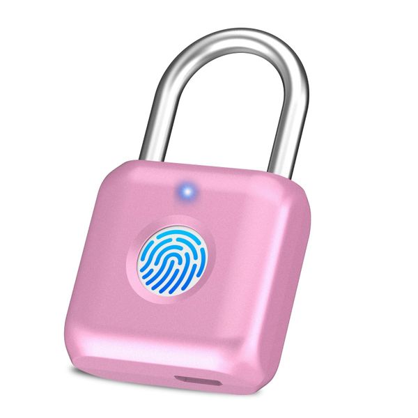 Fingerprint Padlock with App, Pink Gym Locker Lock for Women