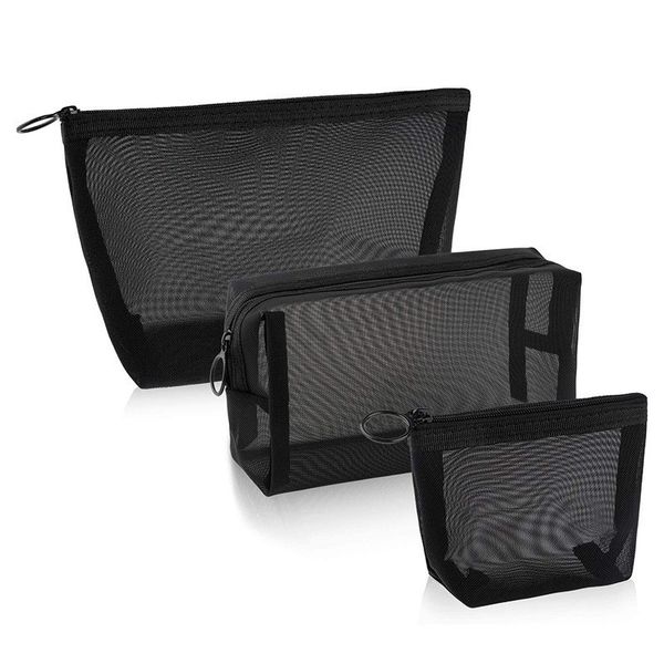 3 Pieces Travel Mesh Makeup Bag &amp; Toiletry Pouch Set