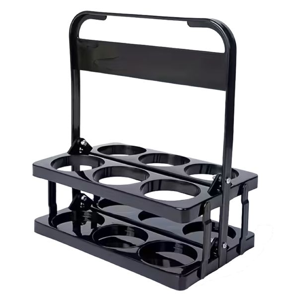 Kitchen Six-Compartment Beverage Bottle Storage Basket With Handle - 29.5cm