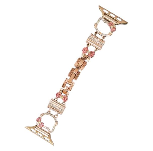 Pendant Watch Strap with Kitty Cartoon Design - Rose Gold