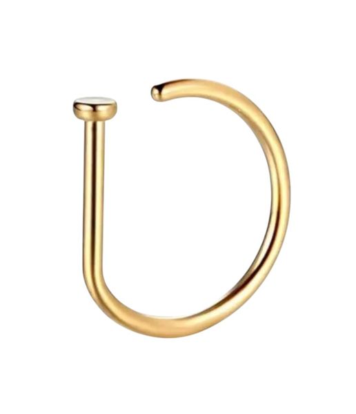 1 Piece Gold-Coloured Non-Piercing D-Shape Nose Ring