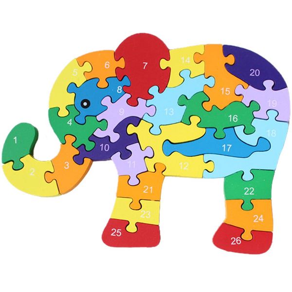 Elephant Shaped Colourful Wooden Puzzle 26 Piece