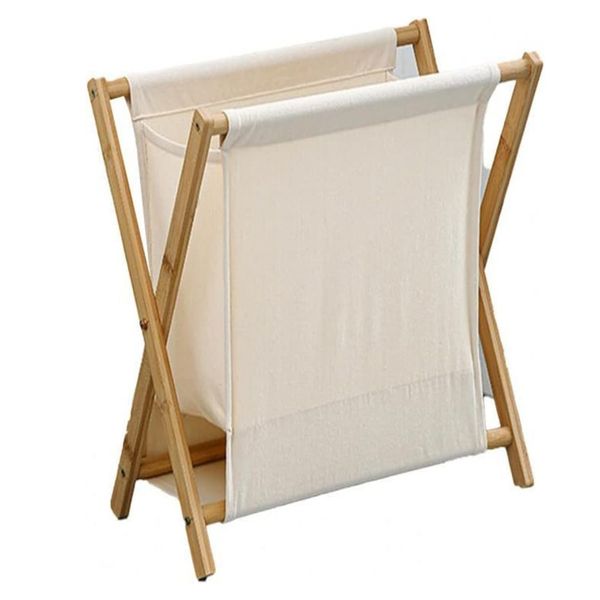 Wooden Laundry Hamper Folding Laundry Basket X Frame Basket Washable Basket