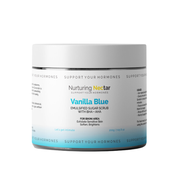 Vanilla Blue Brightening Body Scrub, Ingrown Hair, Dark Inner Thighs