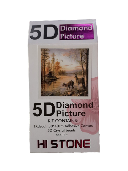 Diamond Painting DIY Kit, Full Drill, 40 x 30cm - Deer At The Lake
