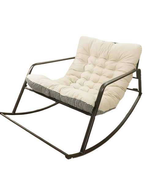 Contemporary Nordic Tech Fabric &amp; Carbon Steel Moon Rocking Chair