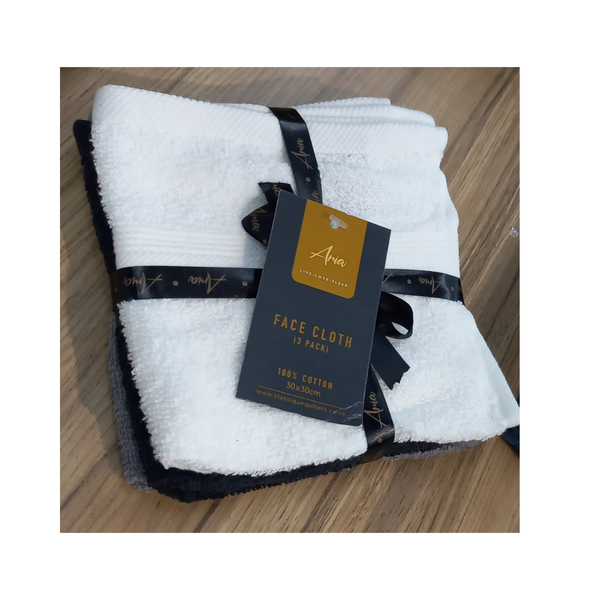 100% Cotton Face Cloth (3 Pack) 30x30cm
