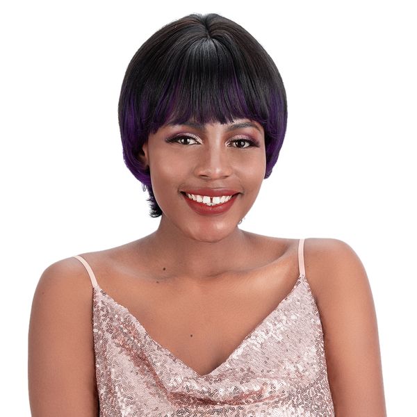 Joedir Pink Mix Color Machine Made Brazilian Human Hair Wig for Women Jgigi