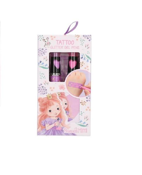 Princess Mimi Tattoo Glitter Gel Pens with Stencil - Purple