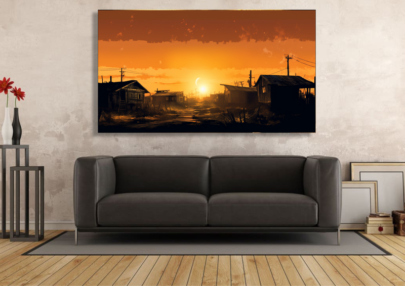 Canvas Wall Art - Shack Silhouettes Abstract - IM0288