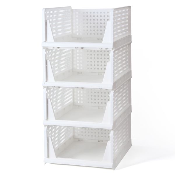 Foldable Closet Organizer Stackable, Closet Storage Basket-4 Piece