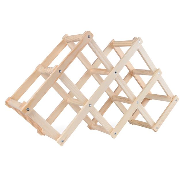 Foldable Wood Wine Rack Holder Storage Display Stand For Up to 6 - Bottle