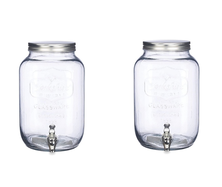 2 Pack-4L Glass Container with Tap for Juice, Cocktails, and Beverages