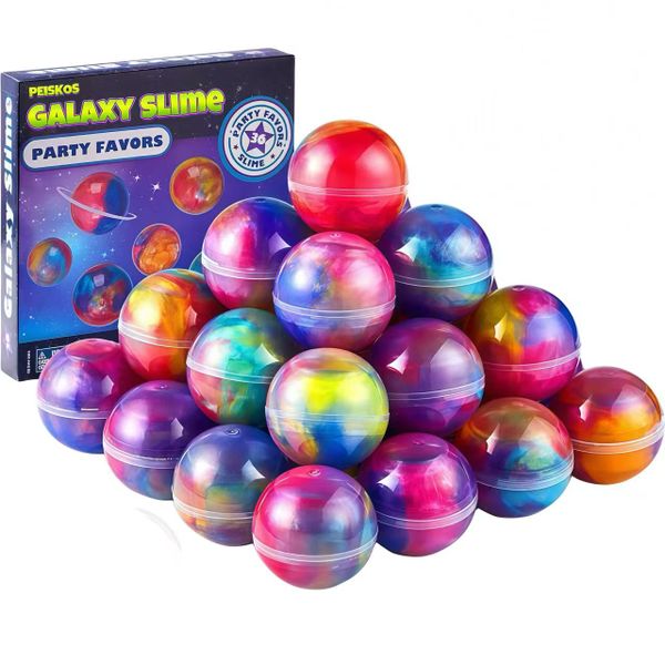 PEISKOS 36 Colors Galaxy Slime Ball Toy Stress Relief Kit for Kids Adults