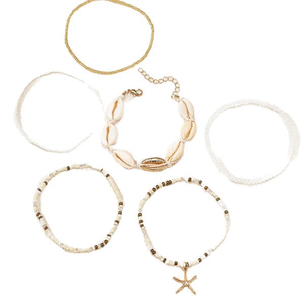 ZELTRYN Coastal Style Shell &amp; Starfish Layered Anklet
