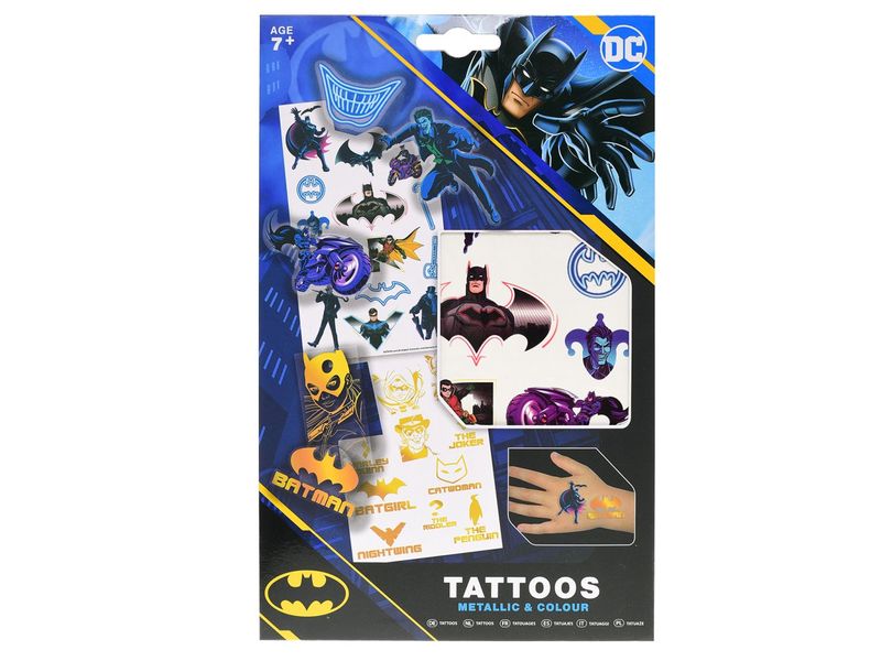 DC Comics Batman Metallic &amp; Colour Tattoos
