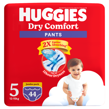 Huggies Dry Comfort Pants - Size 5 Moving Baby - 44 Pants Jumbo Pack Image